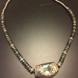 BRIGHTON CLARITA GEM GREEN SILVER NECKLACE